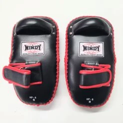 Windy Curved Leather Thai Kick Pads KP-8 Small Velcro Black/Red -Boxing Equipment Store 20220725 114506 2