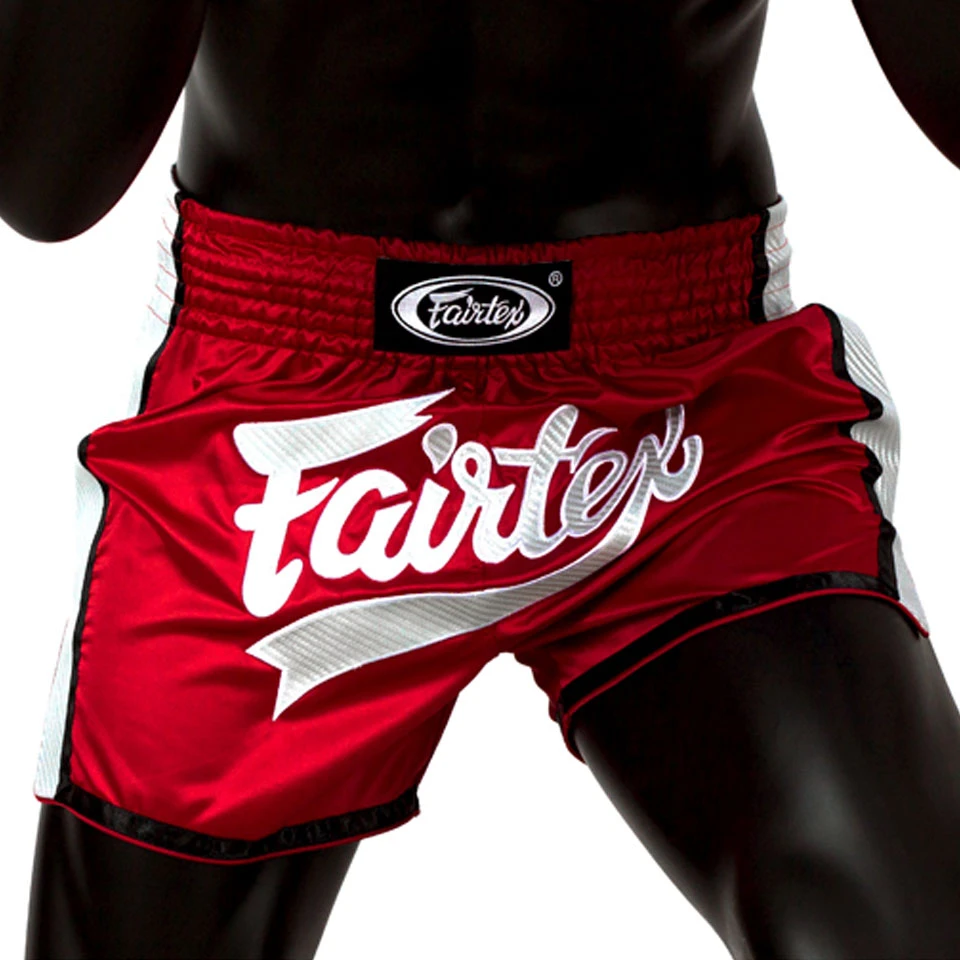 Fairtex Muay Thai Shorts BS1704 Carbon Red/White Fairtex Muay Thai Shorts BS1704 Carbon Red/White -Boxing Equipment Store BS1704 Fairtex Canada Red White Slim Cut Muay Thai Shorts 1