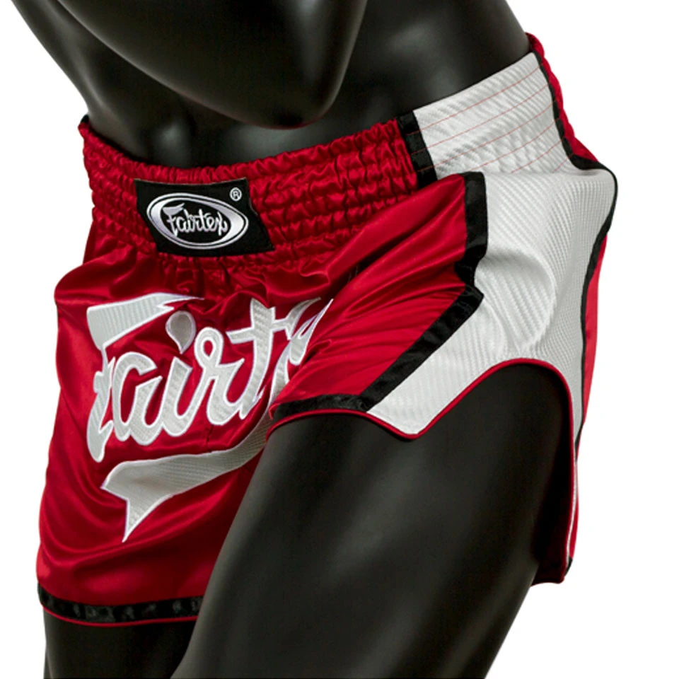 Fairtex Muay Thai Shorts BS1704 Carbon Red/White Fairtex Muay Thai Shorts BS1704 Carbon Red/White -Boxing Equipment Store BS1704 Fairtex Canada Red White Slim Cut Muay Thai Shorts 2