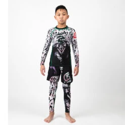 Fusion Fight Gear Batman The Killing Joke Joker Youth Kids Fight Shorts -Boxing Equipment Store Batman The Killing Joke triple threat kids front