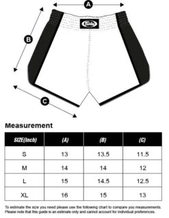 Fairtex Muay Thai Shorts BS1702 Blue/Black -Boxing Equipment Store FAIRTEX SIZE CHART SHORTS