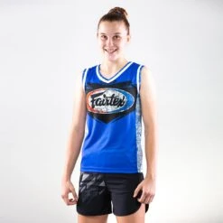 Fairtex JS10 Sleeveless Tank Top Basketball Jersey Shirt Blue (only XXL Left) -Boxing Equipment Store Fairtexcanadatanktopjerseyblue3
