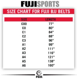 Fuji Sports Jiu Jitsu BJJ Rank Gi Belt 4 Fuji Sports Jiu Jitsu BJJ Rank Gi Belt -Boxing Equipment Store Fuji BJJ Belt Size Chart