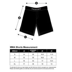 Fairtex MMA Shorts Sandy Camo Green -Boxing Equipment Store MMA SHORTS SIZING CHART English
