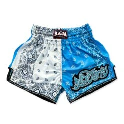 Raja Boxing Muay Thai Shorts Blue White Checked
