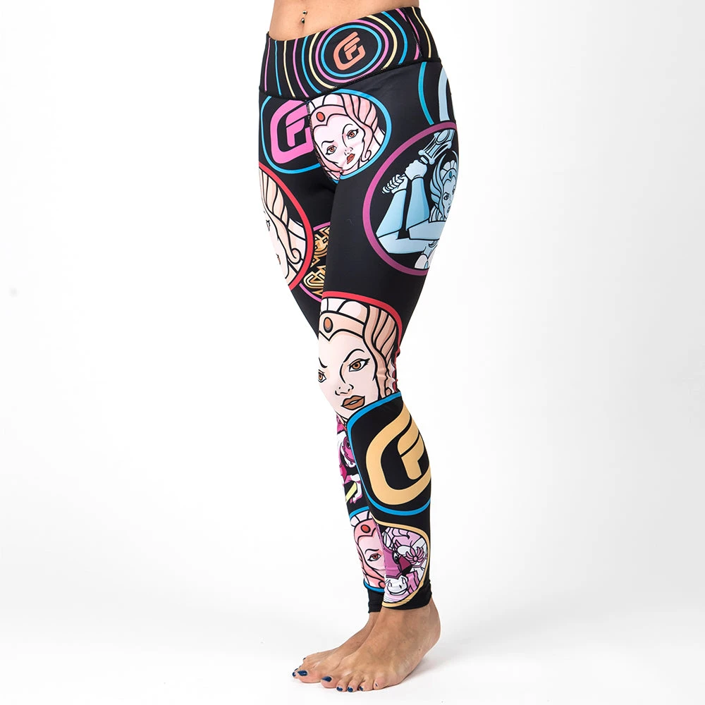 Fusion Fight Gear She-Ra Black Ladies Spats Compression Pants Fusion Fight Gear She-Ra Black Ladies Spats Compression Pants -Boxing Equipment Store She Ra womens leggings spats black left angle