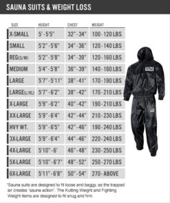 Title Boxing Sweat Sauna Suit With Hood -Boxing Equipment Store Size Chart Sauna Suits