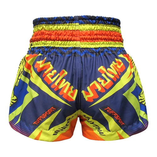 TUFF Muay Thai Shorts Blue With Double Yellow Tiger TUFF Muay Thai Shorts Blue With Double Yellow Tiger -Boxing Equipment Store