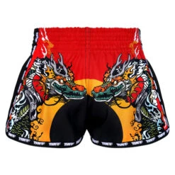 TUFF Muay Thai Shorts Retro Style Red Chinese Dragon & Tiger -Boxing Equipment Store TUFFMuayThaiBoxingShortsNewRetroStyleRedChineseDragonandTige3r