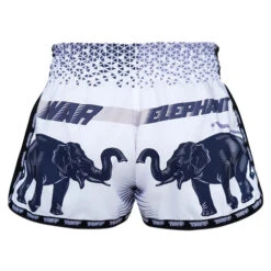 TUFF Muay Thai Shorts Retro Style White War Elephant 4 TUFF Muay Thai Shorts Retro Style White War Elephant -Boxing Equipment Store TUFFMuayThaiBoxingShortsNewRetroStyleWhiteWarElephant3