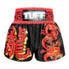 TUFF Muay Thai Boxing Shorts Red Dragon In Black