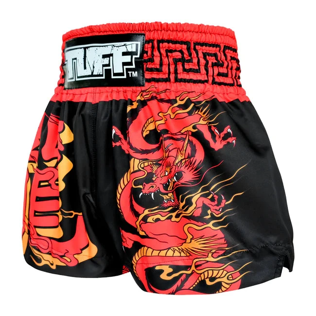 TUFF Muay Thai Boxing Shorts Red Dragon in Black TUFF Muay Thai Boxing Shorts Red Dragon In Black -Boxing Equipment Store TUFFMuayThaiShortsCanadaRedDragoninBlack2