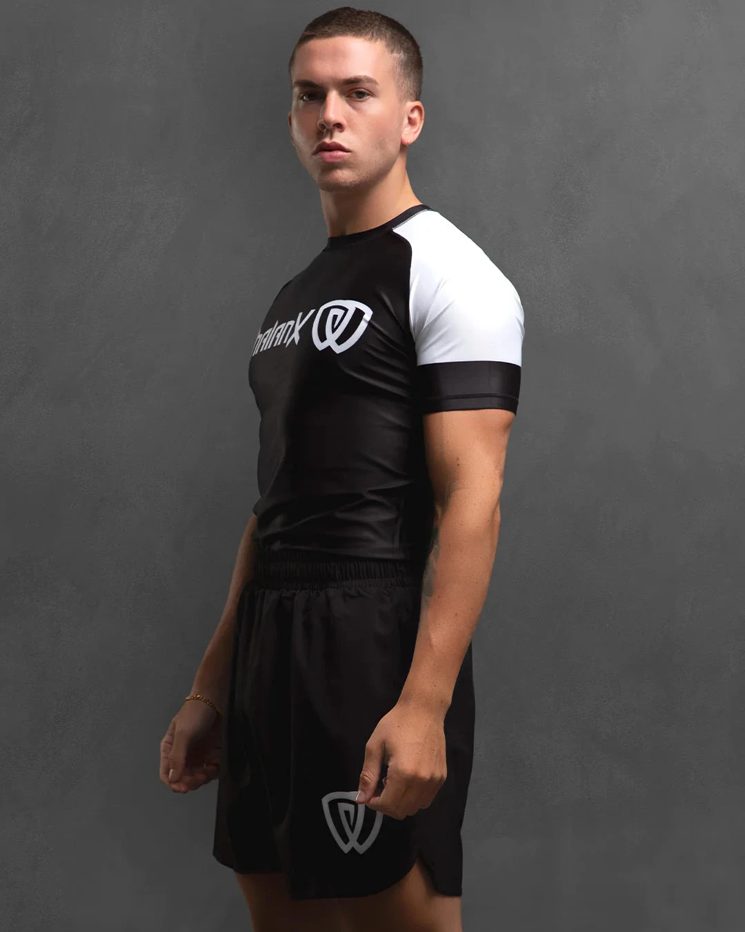 Phalanx Solider One Ranked White Black Short Sleeve Rash Guard Phalanx Solider One Ranked White Black Short Sleeve Rash Guard -Boxing Equipment Store